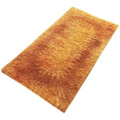 Vintage 1970s Danish Multicolor Wool Rya Rug Carpet Made in Denmark