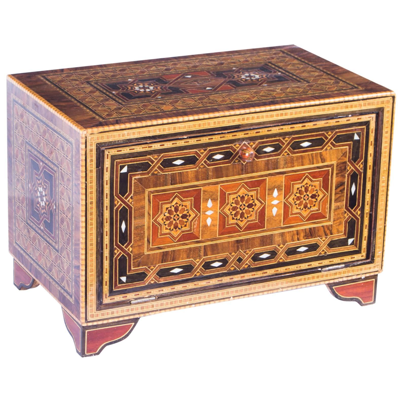 Antique Inlaid Damascus Islamic Table Cabinet