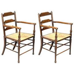 Morris and Co. A Rare Pair of Ash and Beech Ladder Back Armchairs. 4