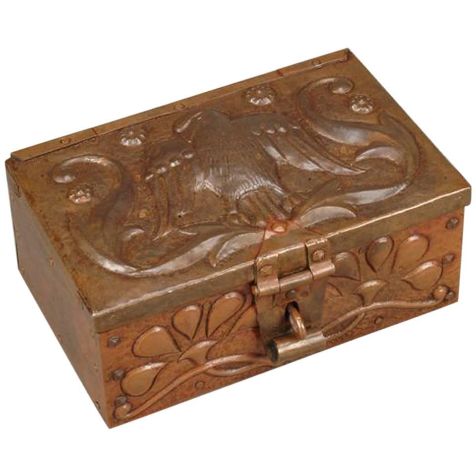 Embossed Copper and Cedar Rectangular Casket by John Pearson