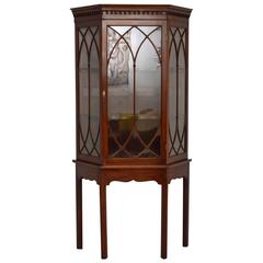 Antique Mahogany Display Cabinet on Stand