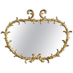 Fine Giltwood Oval Mirror of Large-Scale