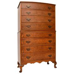 Antique Georgian Style Burr Walnut Chest on Chest