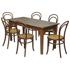 Set of a Catalan Table and Six Chairs after Thonet by Fischel, Kohn and Unknown 4