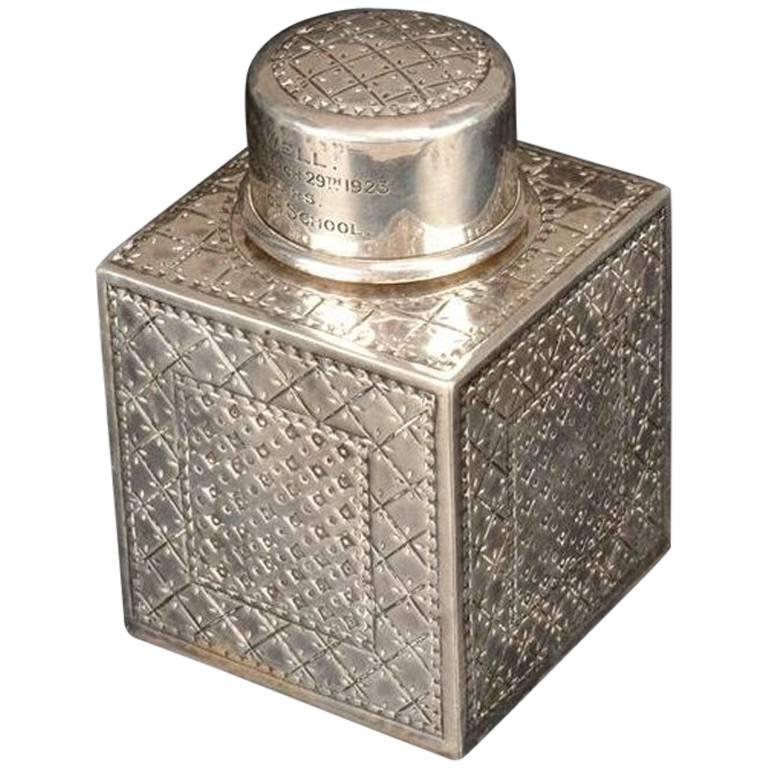 Liberty and Co. a Sterling Silver Square Tea Caddy, Birmingham, 1919