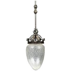 Arts and Crafts Wrought Iron and Crackle Glass Ceiling Light 10
