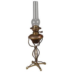 Retro Copper and Brass Table Oil Lamp, by W A S Benson