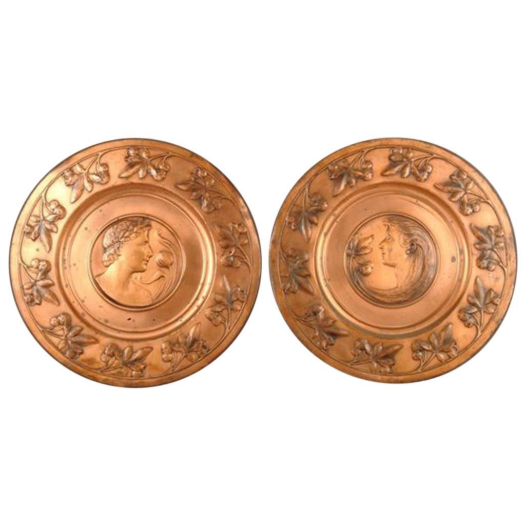 Pair of Brass Wall Plaques by WMF