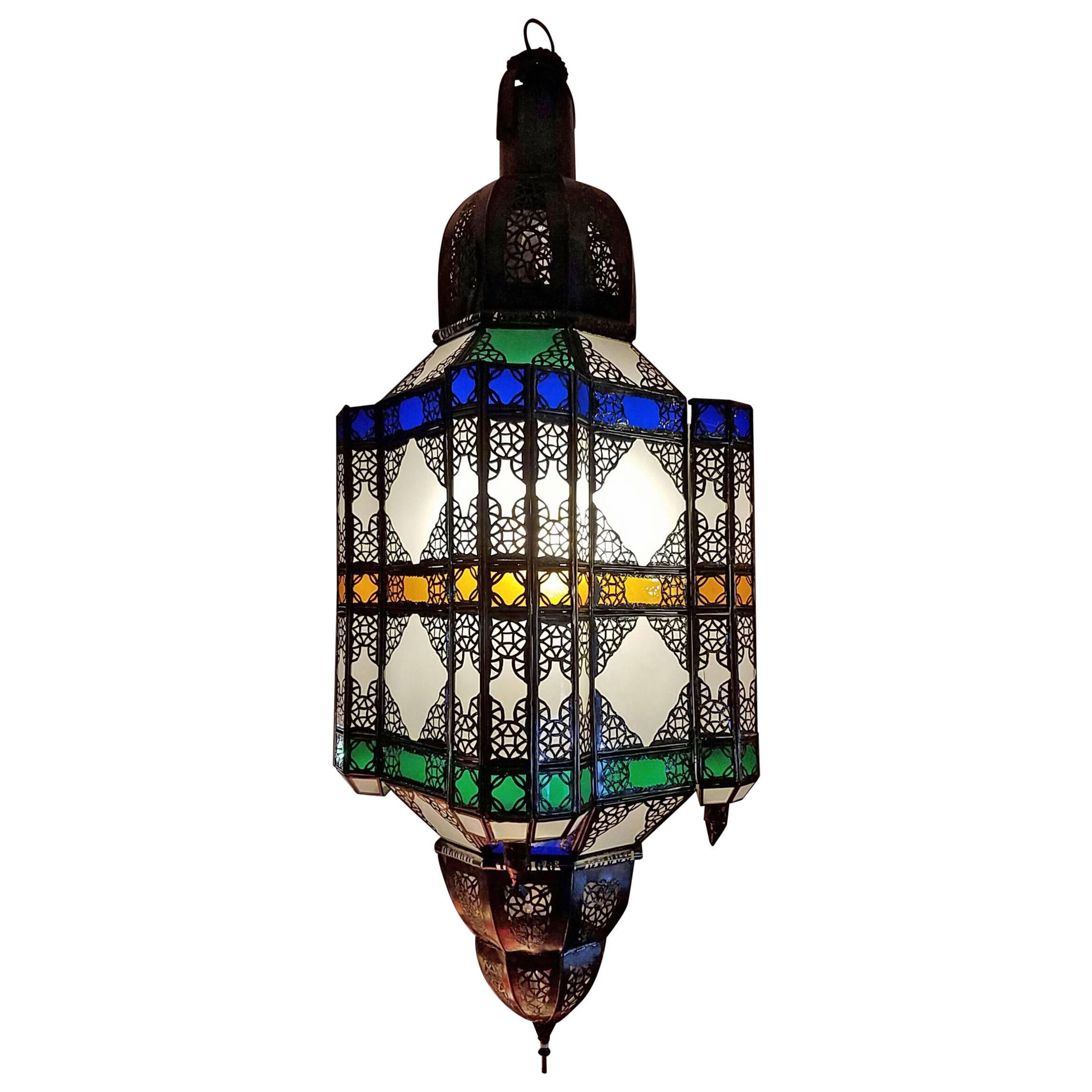 Moroccan Glass Lantern 'the Beast' For Sale