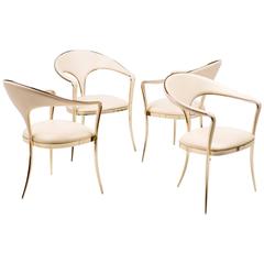 Brass Vidal Grau Cosmos Chairs in Nappa Leather