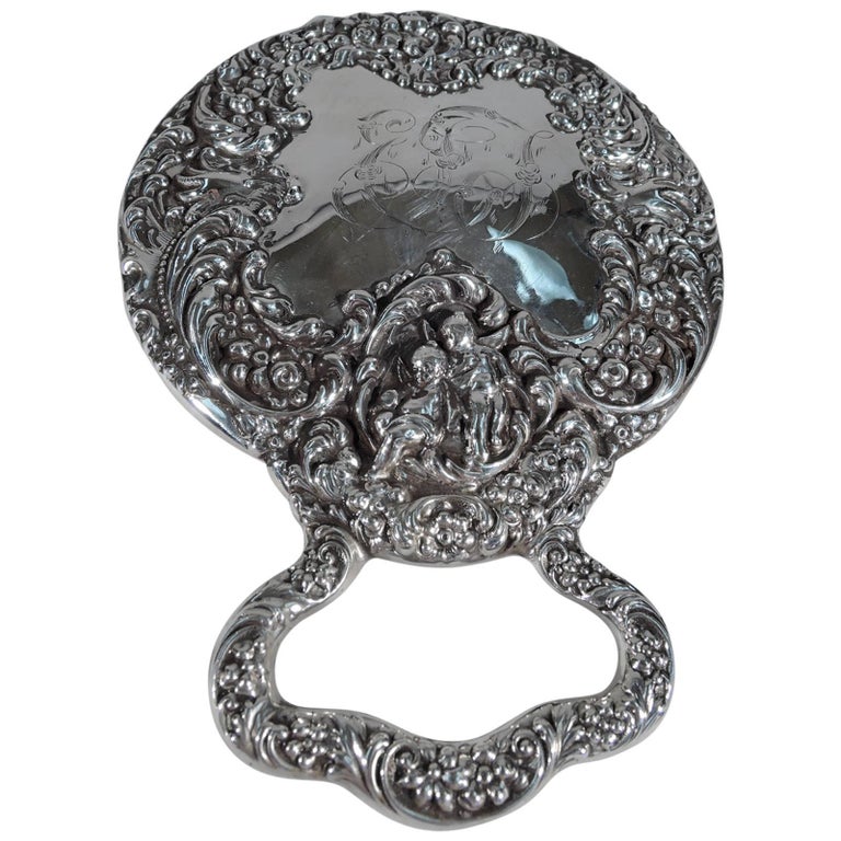Art Nouveau Sterling Silver Mirror by Very Collectible Unger Bros For ...