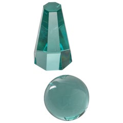 Ensemble de deux sculptures géométriques en verre de Fontana Arte, Italie, années 1980