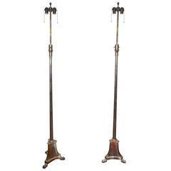 Pair of Maison Charles Style Silver Plated Floor Lamps