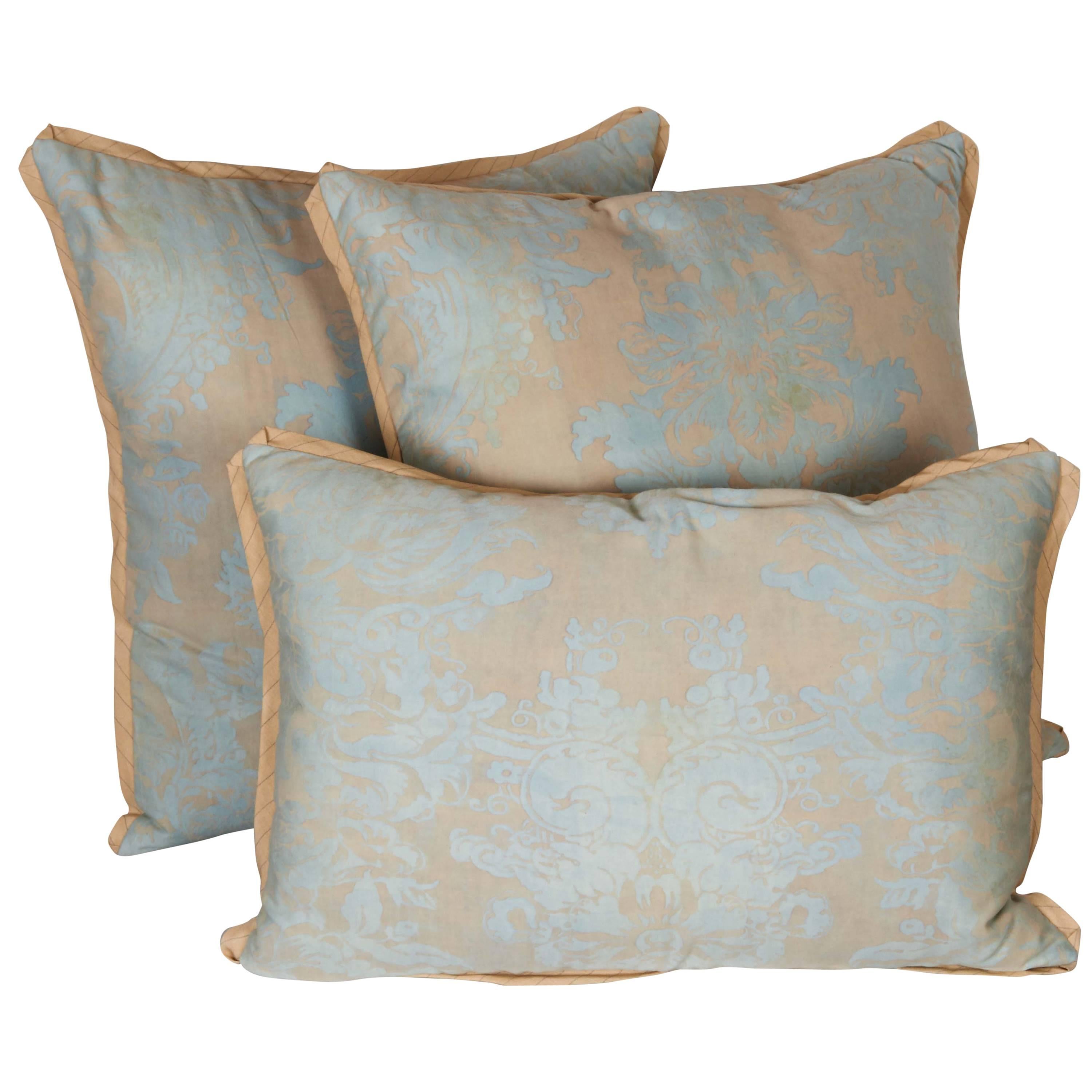 A Set of Fortuny Fabric Cushions in the Dandolo Pattern 