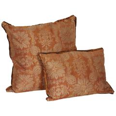 A Lumbar and Square Fortuny Fabric Cushion in the Impero Pattern 7