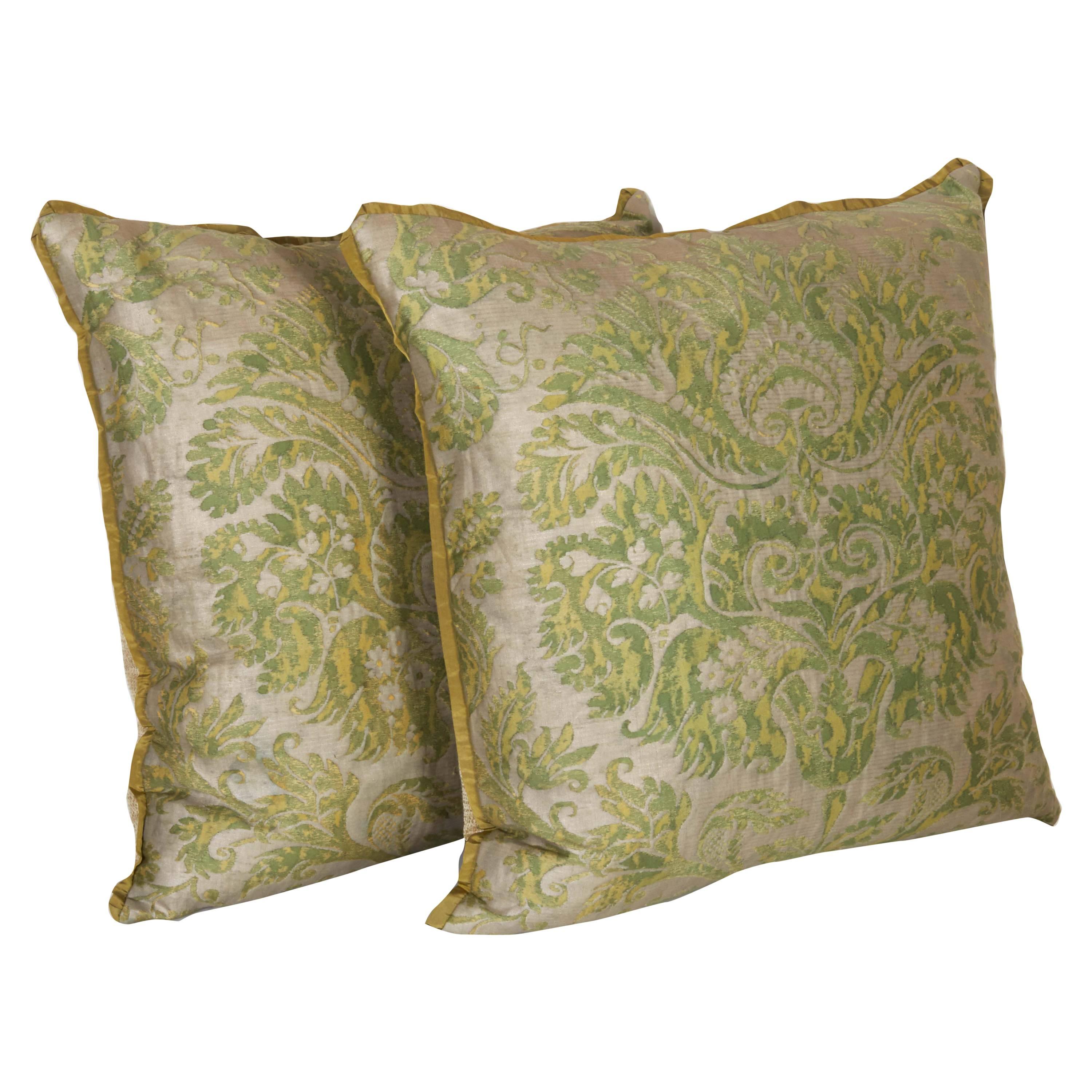 A Pair of Fortuny Fabric Cushions in the DeMedici Pattern