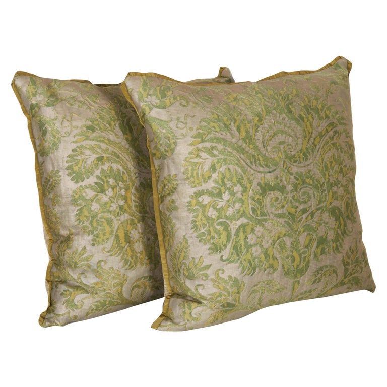 A Pair of Fortuny Fabric Cushions in the DeMedici Pattern For Sale