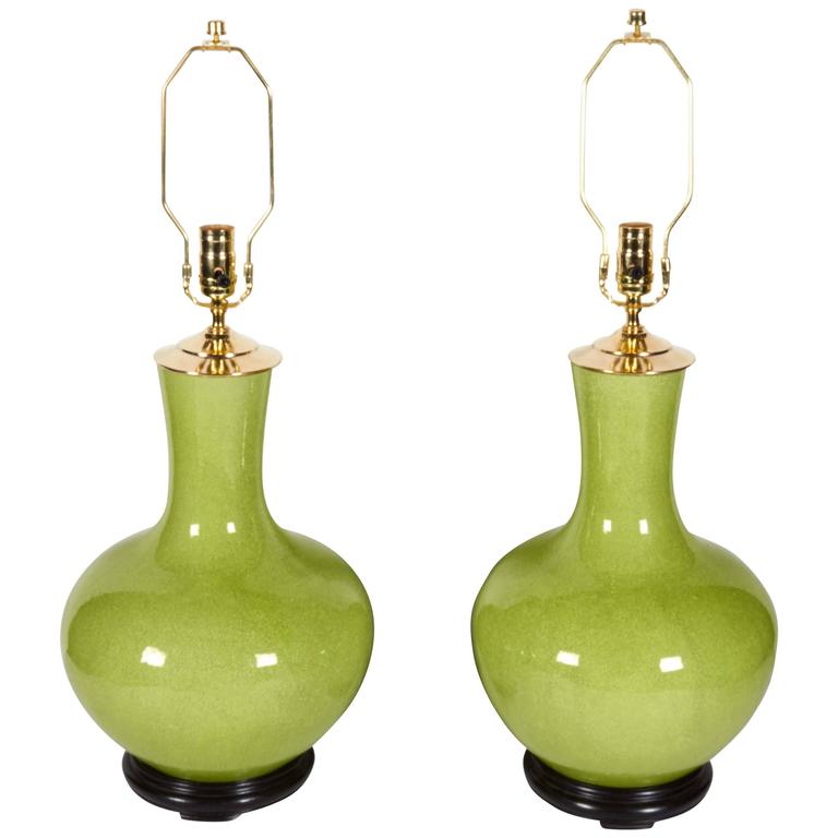 Pair Of Chinese Chartreuse Color, Chartreuse Table Lamp