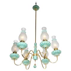 1950s Italian Six-Arm Chandelier Glass Attributed to Seguso Vetri d'Arte 2