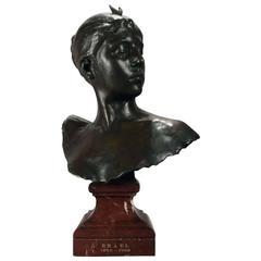 Buste de Diane, Diana The Huntress Bronze by A. Falguiere Late 19th Centu