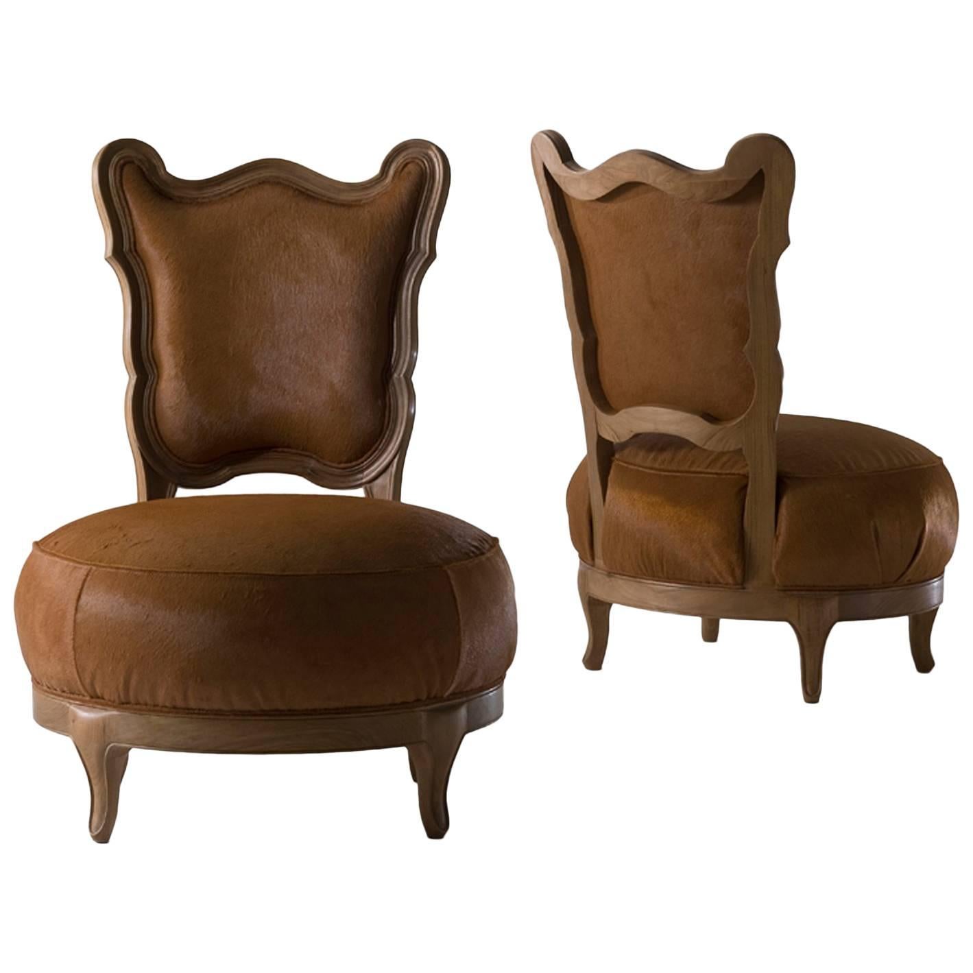 Gattone – Sessel aus massivem Nussbaumholz, entworfen von Nigel Coates im Angebot