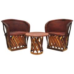 Mexican Pigskin Pair of Chairs and Table 6
