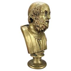 Classical French Bronze Bust of Aristotle, Late 19th Century
