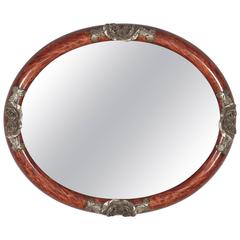 French Art Deco Oval Mirror, 1930s