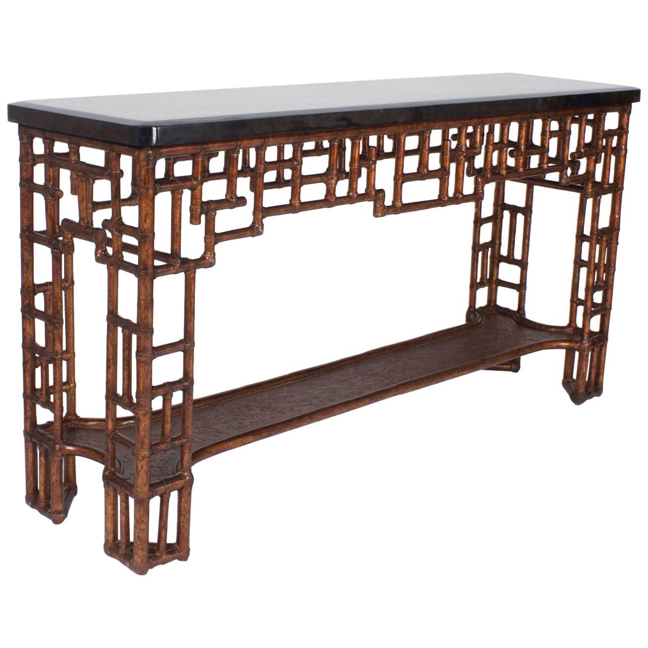 Mid Century Chinese Chippendale Style Console Table