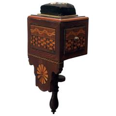 Rare, Large Inlaid Sewing Clamp and Pincushion, European, Mid-19th Century