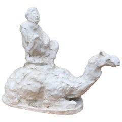 Vintage Rare Sculpture of an Arabic Camel Rider Made and Signed by Patrick Villas