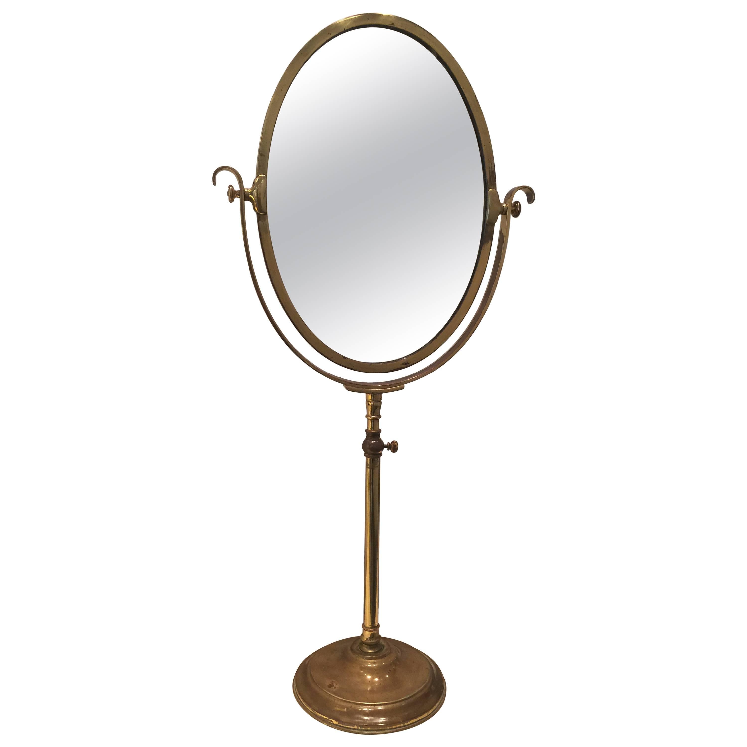 Tall and Heavy Brass Department Store Mirror from Paris, France For Sale