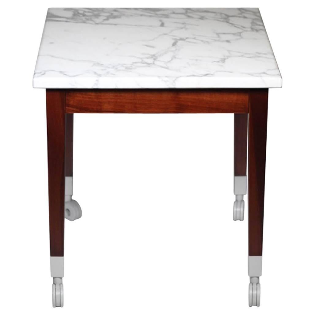 Philipe Stark for Driade "Neoz" Carrara Marble/Mahogany Side Table