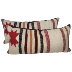 Pair of Navajo Saddle Blanket Bolster Pillows