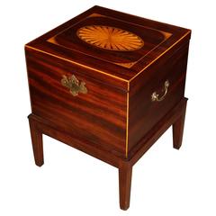 Georgian Mahogany Cellarette on Stand with Radiating Fan Inlay