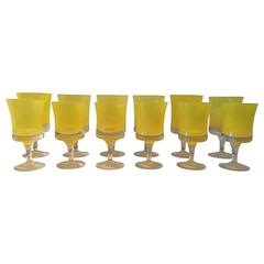 Vibrant Canary Yellow Set of 12 Murano Glasses 1