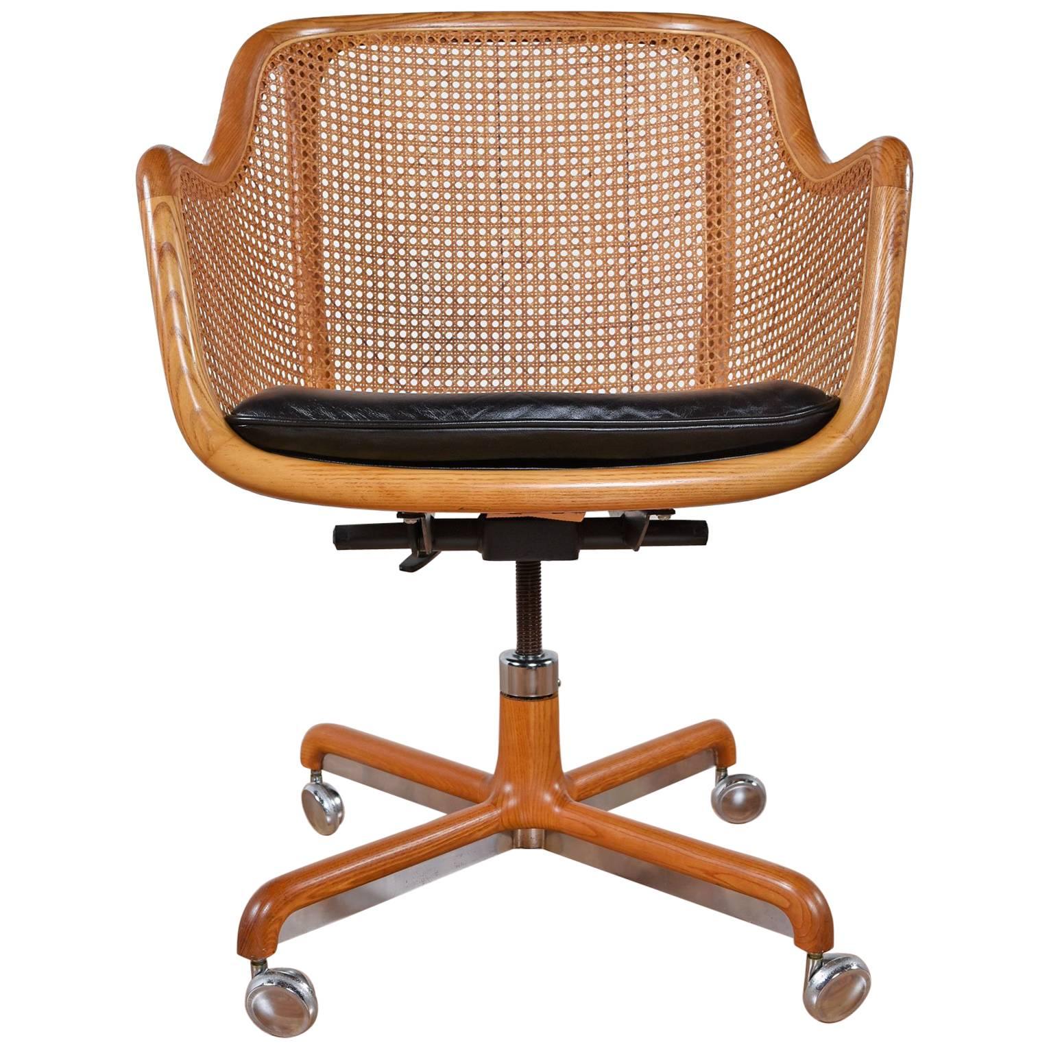 Mid-Century Modern Cane Swivel Desk Chair by Ward Bennett