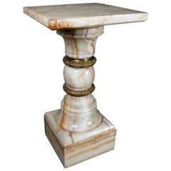 Antique Classical Onyx and Gilt Bronze Sculpture Display Stand, 29"h, circa 1890