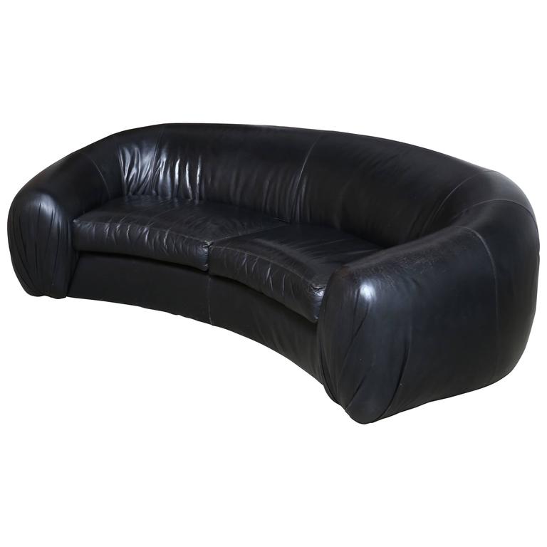 Curved Leather Sofa by Directional For Sale at 1stdibs