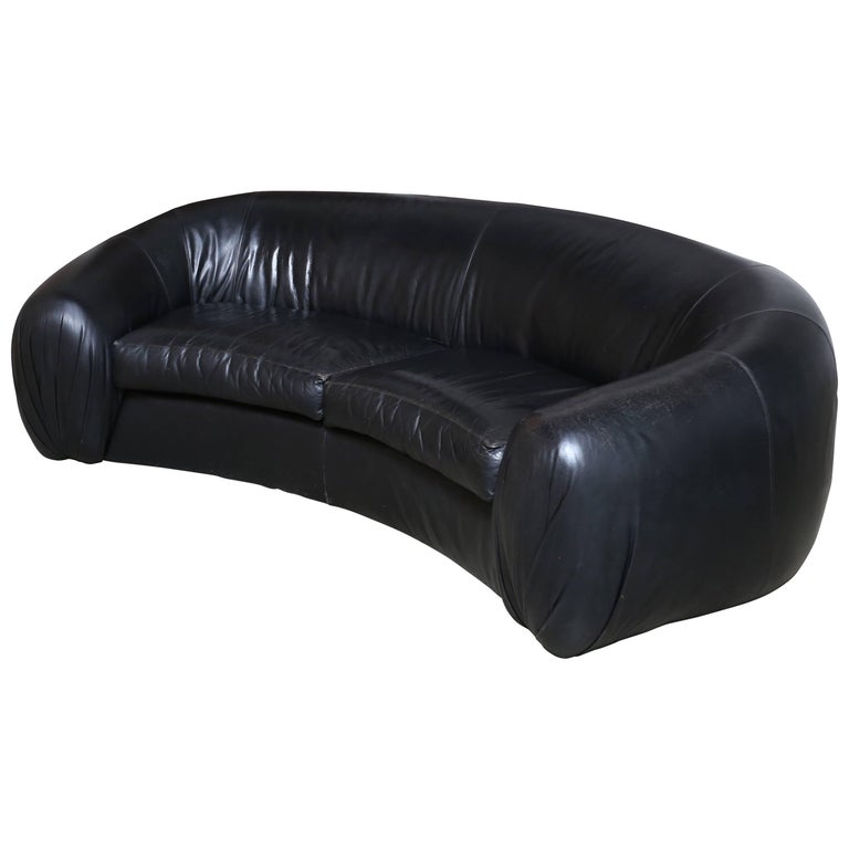 Curved Leather Sofa By Directional At 1stdibs Curve Leather Sofa