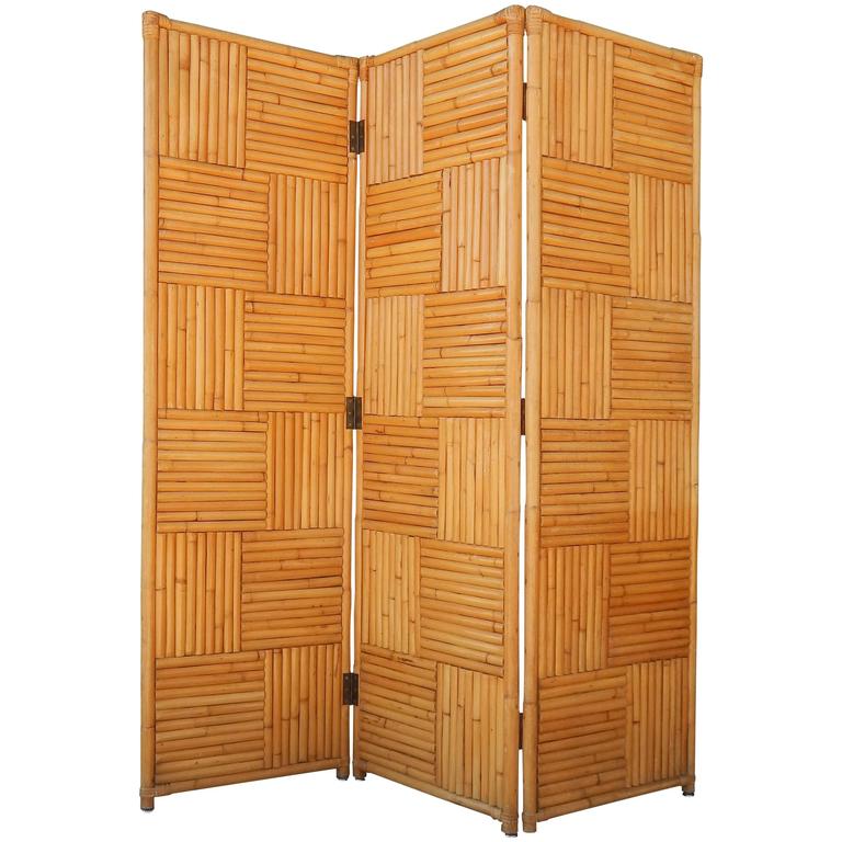 Rare Vintage Rattan Room Divider or Screen For Sale at 1stdibs
