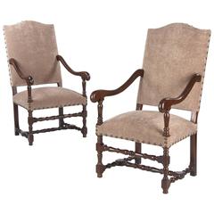 Pair of French Louis XIII Style Armchairs, circa 1920s 12