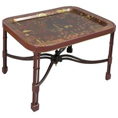 Victorian Papier Mâchée Tray Top Chinoiserie Decorated Coffee Table