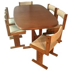 Mid-Century Danish Teak Extendable Dining Table and Six Chairs