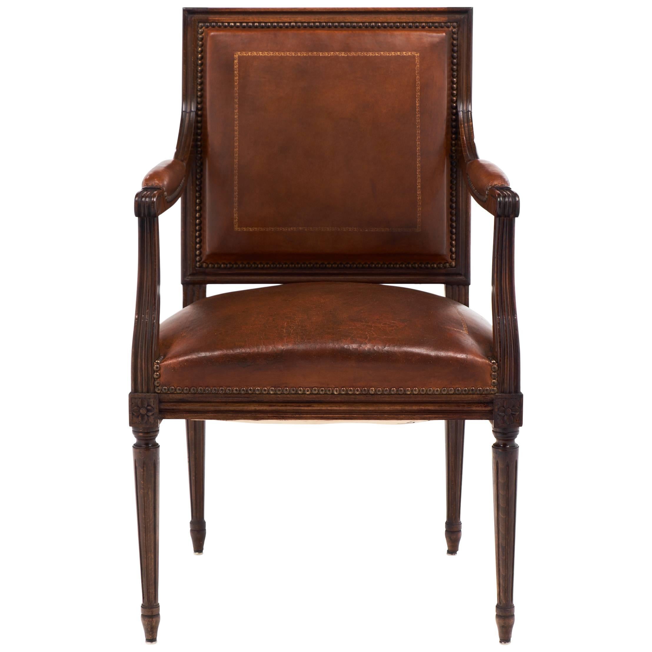 Louis XVI Style Leather Armchair