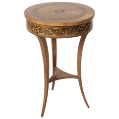 19th Century Biedermeier Marquetry Vanity Table Jewelry Table Side Table