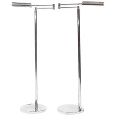 Pair of Flawless Koch & Lowy Reading Floor Lamps in Brushed Brass