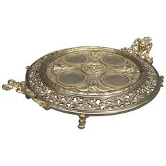 Gilt Bronze Baroque Style Footed Goblet Serving Tray, Late 19th Century