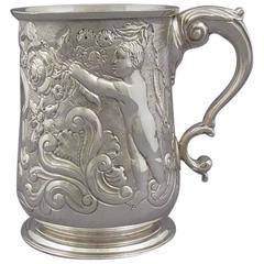 Irish Sterling Silver Repousse Mug