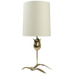 1970s Brass Table Lamp Attributed to Chrystiane Charles